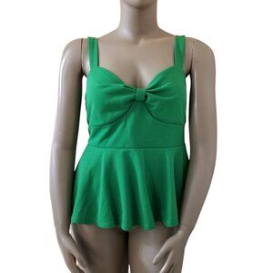 Stretch Knit Sweetheart Neckline Pullover Peplum Cami Top Womens 3XL Kelly Green